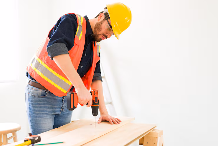 Carpenter repairing furniture